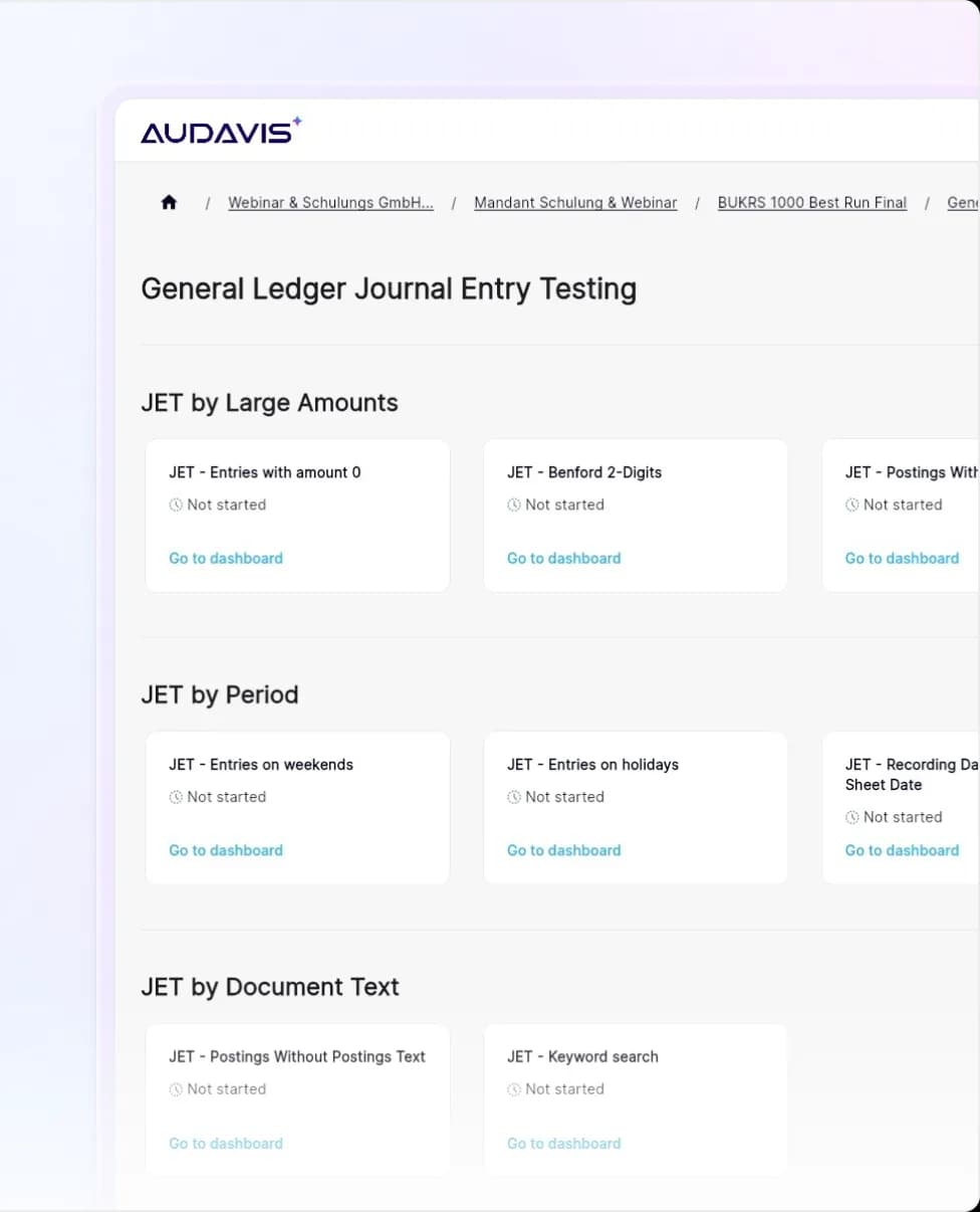 Audavis entry testing dashboard